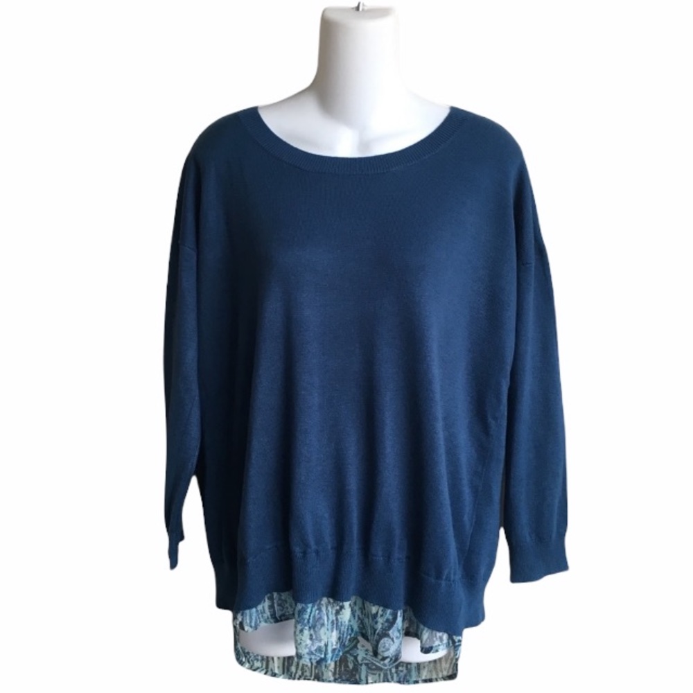 Directions Teal Sweater Blouse Combo Size Small 3/4 Sleeves 2 for 1 NWT